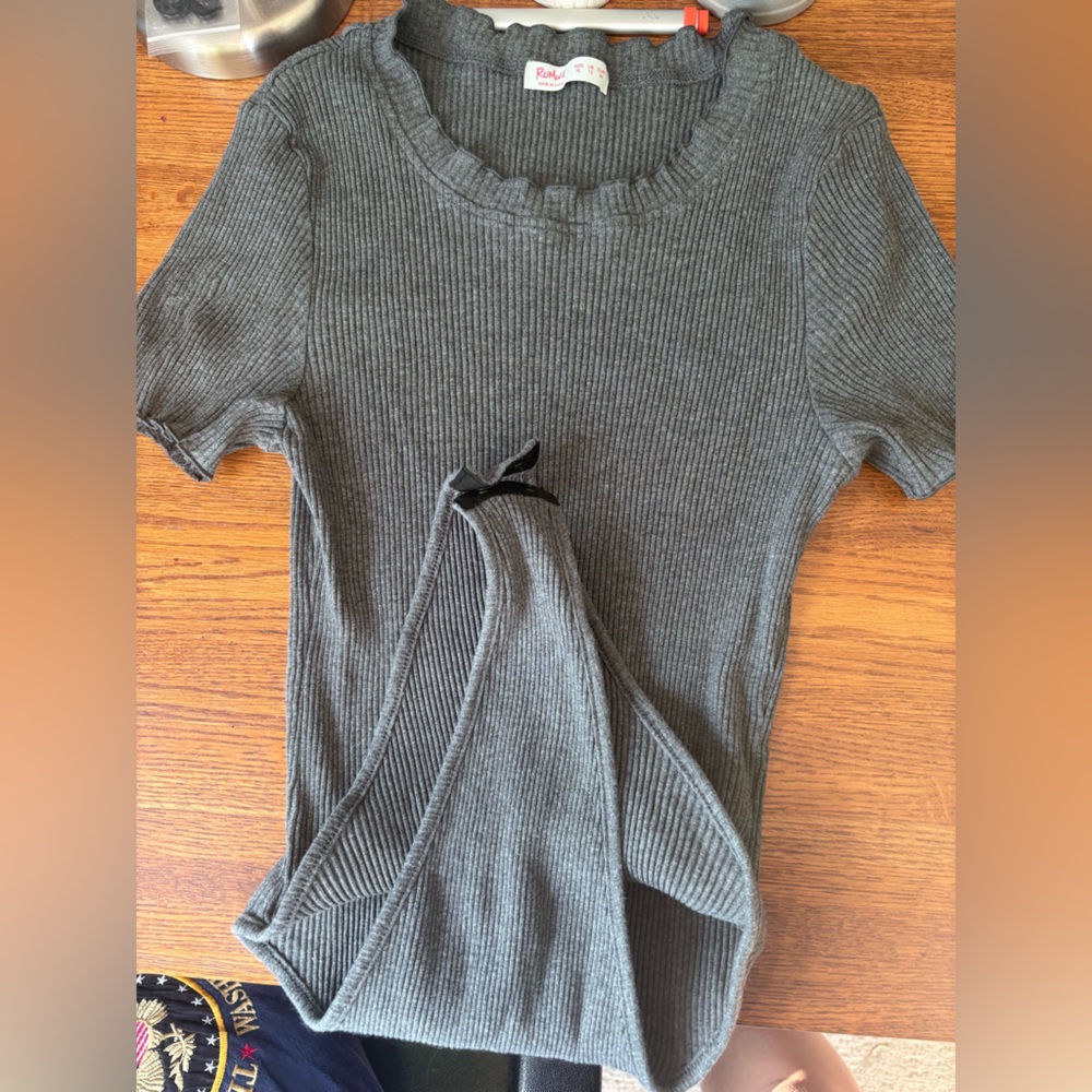 Gray Ribbed bodysuit